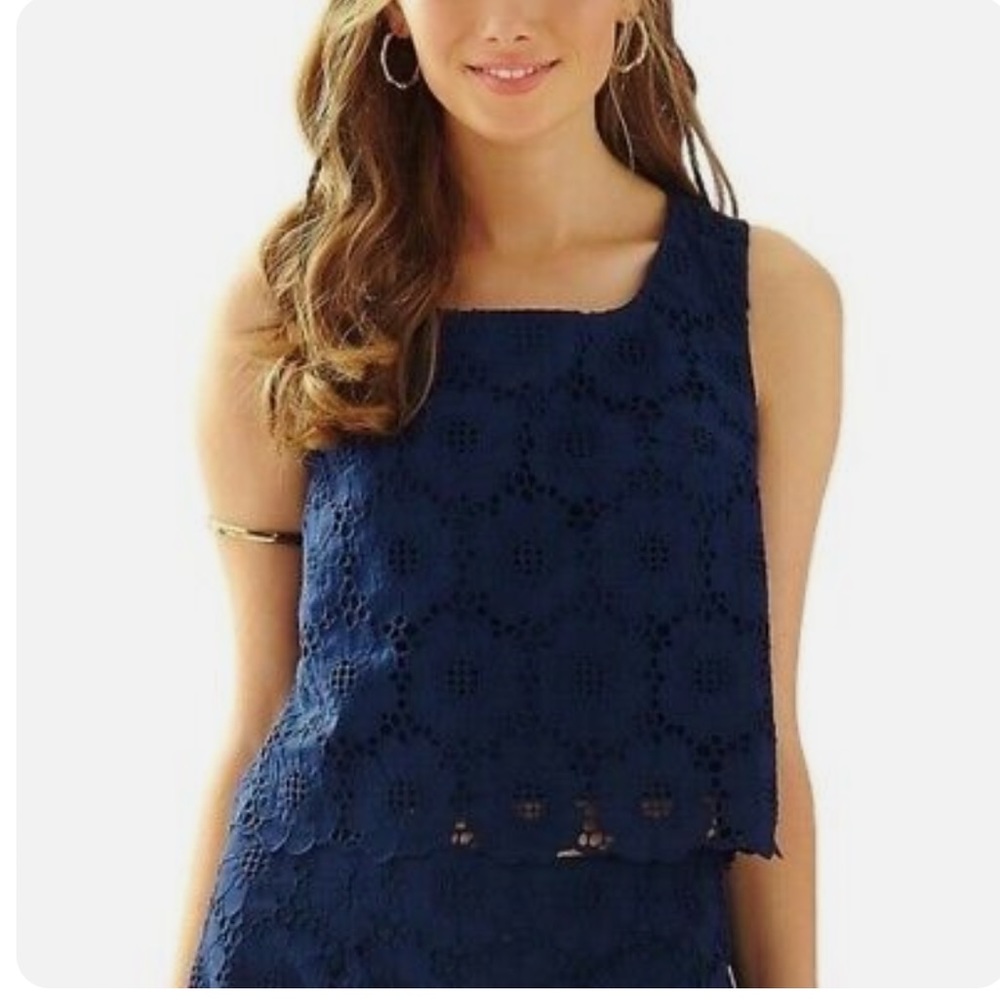 Lilly Pulitzer Navy Blue Lace Crop Top